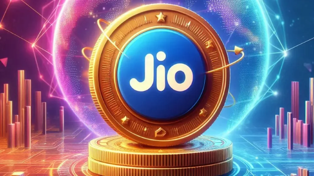 Image: A vibrant banner showing JioCoins and the JioSphere logo, symbolizing digital rewards.